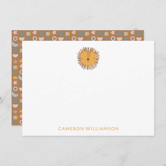 Tarjeta Pequeña Bebé y animales de león curados personalizados gra (Anverso / Reverso)