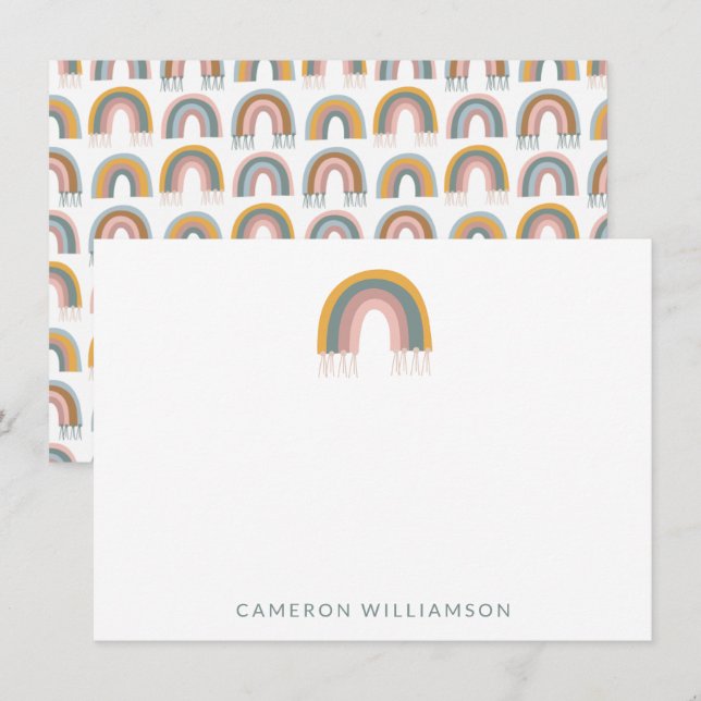 Tarjeta Pequeña Bebé y niños personalizados con arcoiris de boho (Anverso / Reverso)