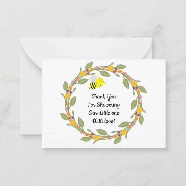 Tarjeta Pequeña Bee On Doodle Floral Gracias Cartas