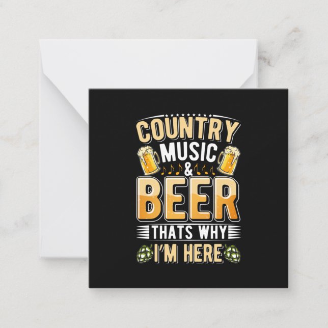 Tarjeta Pequeña Beer Beer Drinker Country Music Beer Cumpleaños (Anverso)