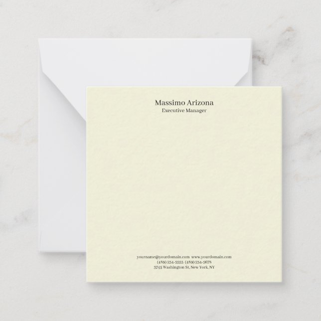 Tarjeta Pequeña Beige Simple Plain Professional Modern Minimailst (Anverso)