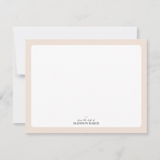 Tarjeta Pequeña Beige | Stationery simple personalizada en el cora (Anverso)