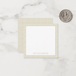 Tarjeta Pequeña Beige y Gingham a Cuadros Personalizado