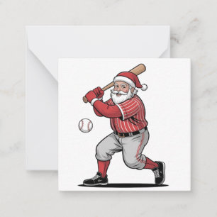 Tarjeta Pequeña Béisbol de Navidad Jugando al deporte de Papá Noel