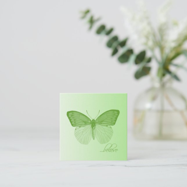 Tarjeta Pequeña Believe Butterfly Lime (Anverso de pie)
