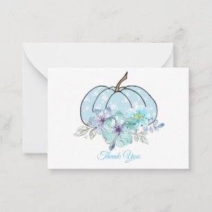 Tarjeta Pequeña Bella Calabaza Azul Gracias Cartas