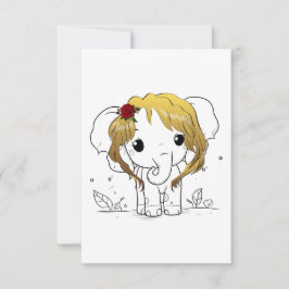 Tarjeta Pequeña Bella elefante bebé hembra con pelo amarillo