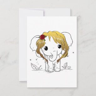 Tarjeta Pequeña Bella elefante bebé hembra con pelo amarillo