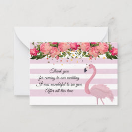 Tarjeta Pequeña Bella Flamingo Rosa Gracias Cartas