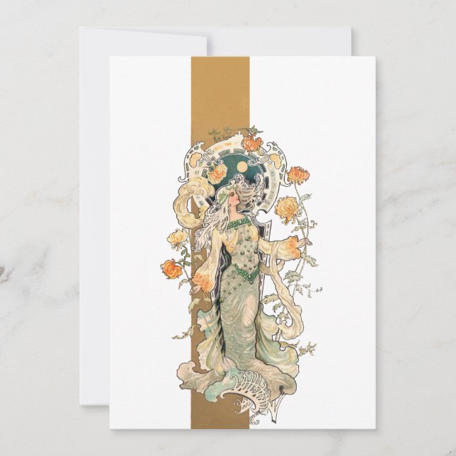Tarjeta Pequeña Belleza Art Nouveau con cristales (Anverso)
