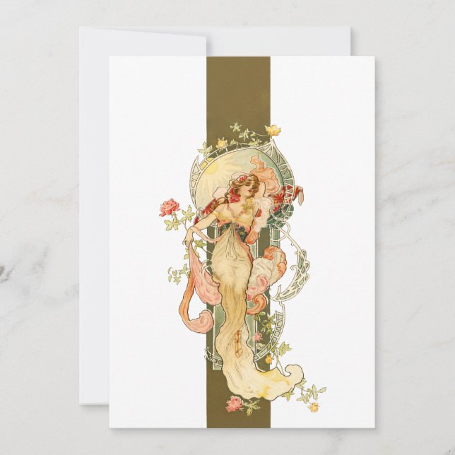 Tarjeta Pequeña Belleza de época clásica nouveau (Anverso)