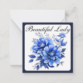 Tarjeta Pequeña Belleza floral azul y blanca