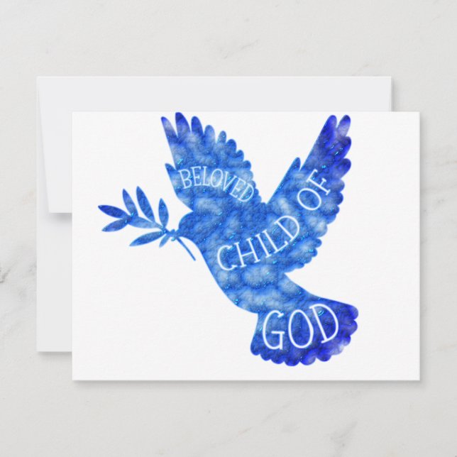 Tarjeta Pequeña Beloved Child of God Dove Baby Design (Anverso)