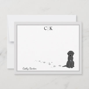 Tarjeta Pequeña Bene el monograma de la frontera gris del perro La