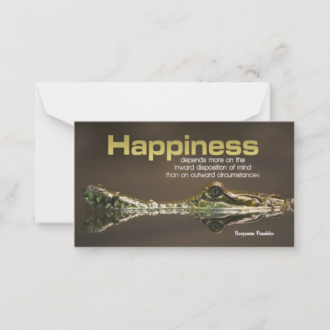 Tarjeta Pequeña Benjamin Franklin cita Inspiradora "Felicidad" (Anverso)