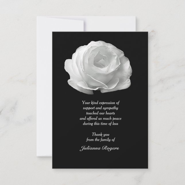 Tarjeta Pequeña Beravement White Rose Gracias Notecards (3.5x5) (Anverso)