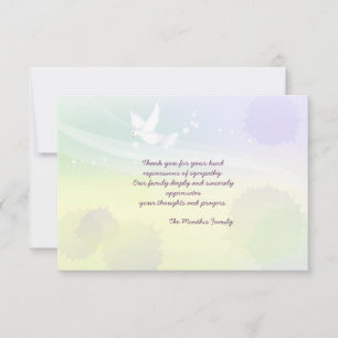 Tarjeta Pequeña Bereavement White Dove Gracias Notecard