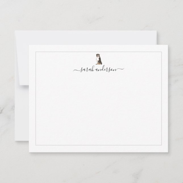 Tarjeta Pequeña Bernese Mountain Dog Border Personalized (Anverso)