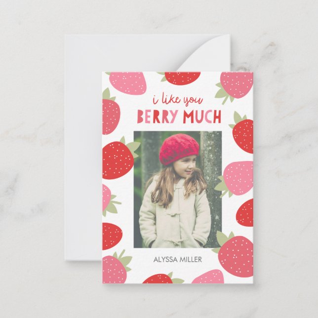 Tarjeta Pequeña Berry Cute Classroom Valentine (Anverso)