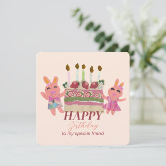 Tarjeta Pequeña Berry Sweet Bunny Buddies