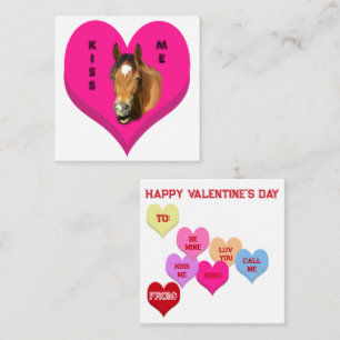 Tarjeta Pequeña BÉSAME Corazones de Conversación de Caballo San Va
