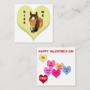 Tarjeta Pequeña BÉSAME Corazones de Conversación de Caballo San Va