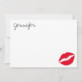 Tarjeta Pequeña Beso de lápiz labial rojo brillante personalizado