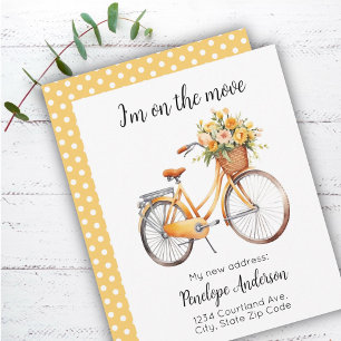 Tarjeta Pequeña Bici Bonita con Flores Nueva Dirección