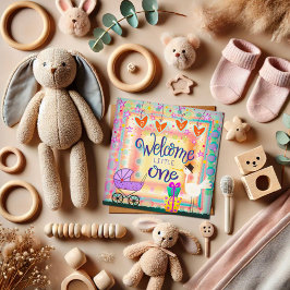 Tarjeta Pequeña Bienvenida a Little One Cute Stroller Unisex