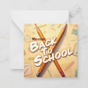 Tarjeta Pequeña Bienvenido de nuevo a la escuela – Diseño de arte 