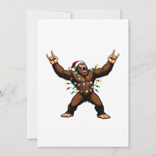 Tarjeta Pequeña Bigfoot Sasquatch Cuernos de Diablo Navidad 2026 R