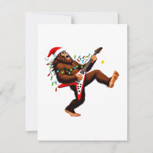 Tarjeta Pequeña Bigfoot Sasquatch Guitarra Eléctrica Navidad 2026