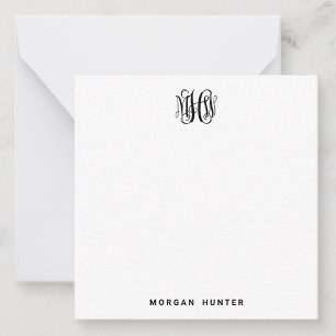 Tarjeta Pequeña Black 3 Guión inicial del Vino Monograma DIY BG