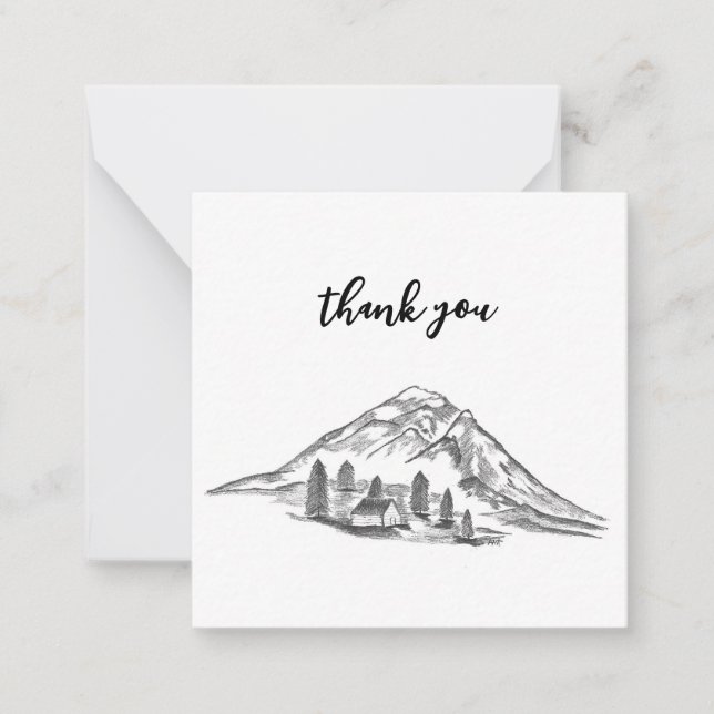 Tarjeta Pequeña Black and white mountain note card (Anverso)