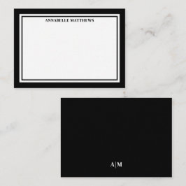 Tarjeta Pequeña Black Border Minimalist Name Monogram