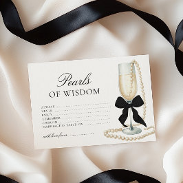 Tarjeta Pequeña Black Bow Bridal Shower Pearls of Wisdom Game Card