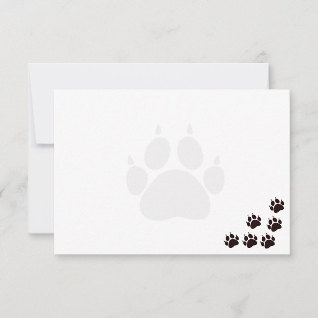 Tarjeta Pequeña Black Cat Paw Prints Monogram Blank  (Anverso)