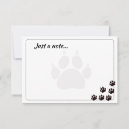 Tarjeta Pequeña Black Cat Paw Prints Monogram Custom Just a Note