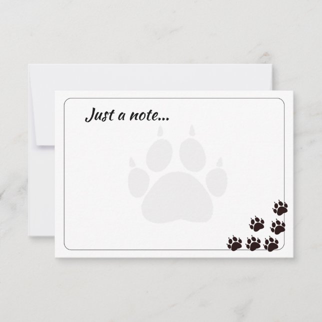 Tarjeta Pequeña Black Cat Paw Prints Monogram Custom Just a Note  (Anverso)