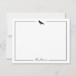Tarjeta Pequeña Black Crow Modern Spooky Stationery personalizada