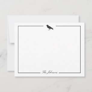 Tarjeta Pequeña Black Crow Modern Spooky Stationery personalizada