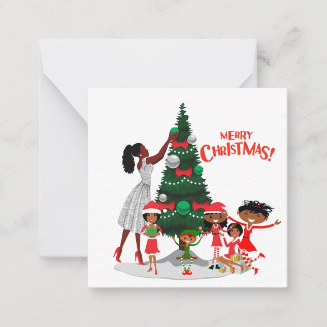 Tarjeta Pequeña Black Family Christmas Card (Anverso)