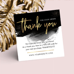 Tarjeta Pequeña Black & Gold Modern Logo Business Thank You Note