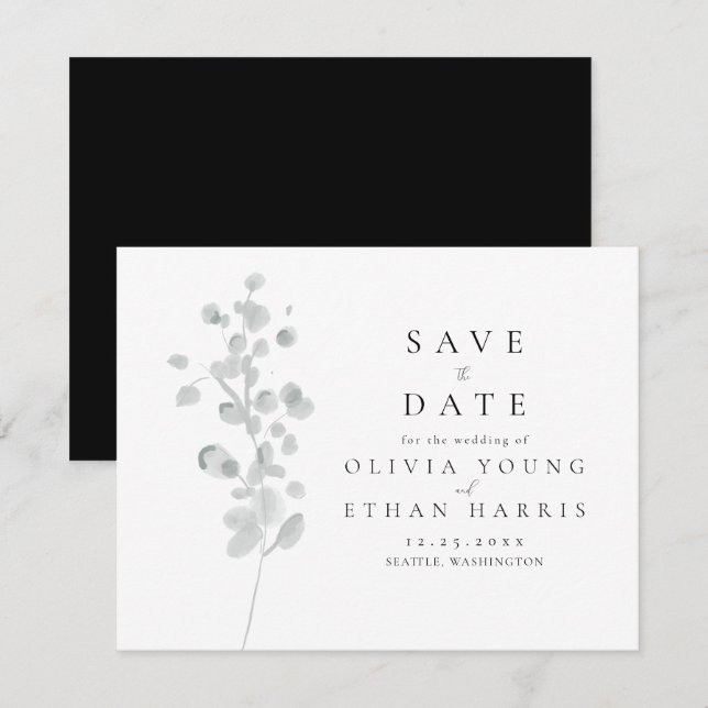 Tarjeta Pequeña Black Lacquer Save the Date (Anverso / Reverso)