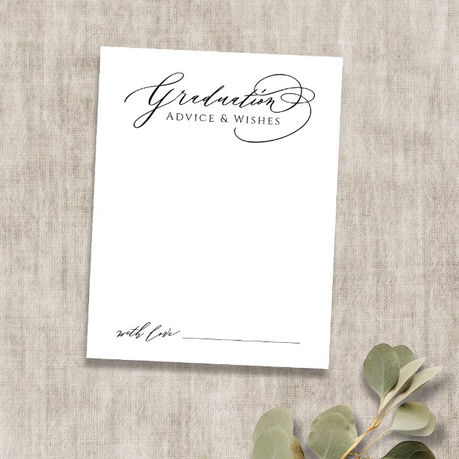 Tarjeta Pequeña Black Modern Calligraphy Graduados consejos y dese (Black Modern Calligraphy Graduate advice & wishes Note Card)