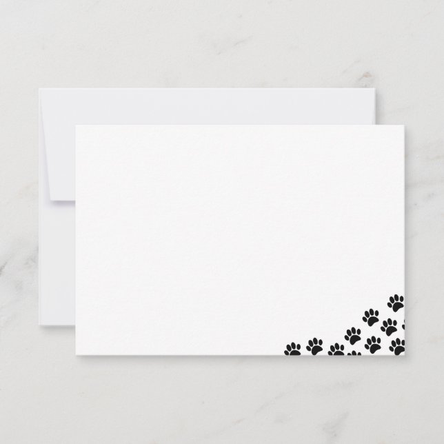Tarjeta Pequeña Black Puppy Paw Prints  (Anverso)