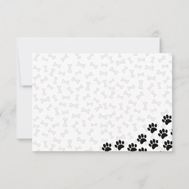 Tarjeta Pequeña Black Puppy Paw Prints and Bones Custom (Anverso)