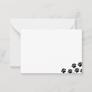 Tarjeta Pequeña Black Puppy Paw Prints Blank