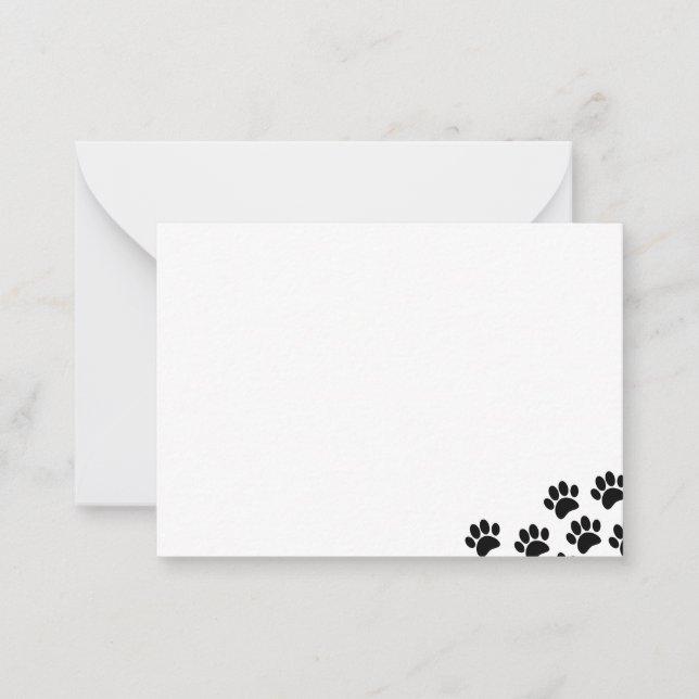 Tarjeta Pequeña Black Puppy Paw Prints Blank (Anverso)