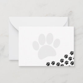 Tarjeta Pequeña Black Puppy Paw Prints Canine